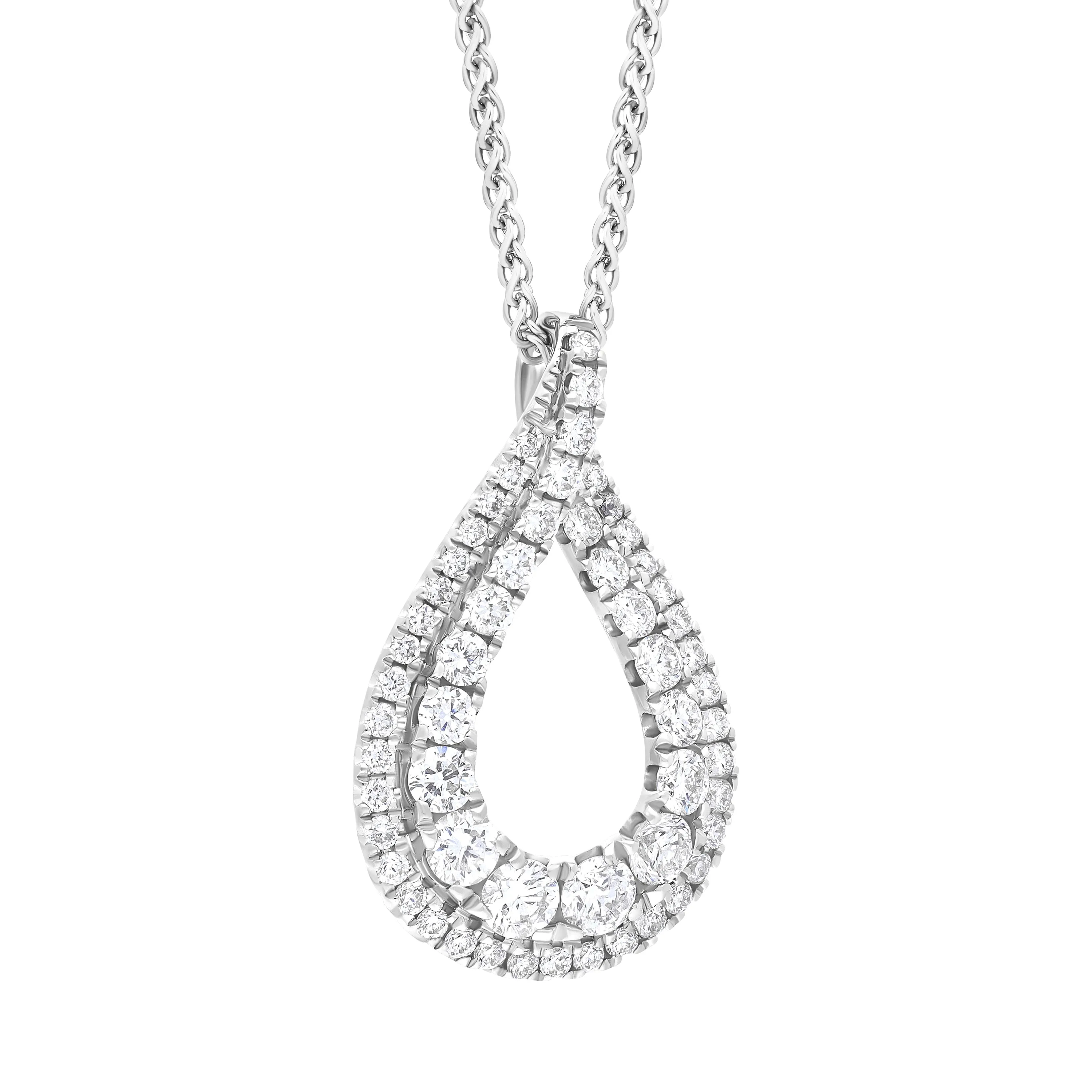 18ct White Gold 0.59ct Diamond Open Pear Necklace