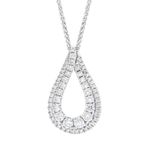 18ct White Gold 0.59ct Diamond Open Pear Necklace