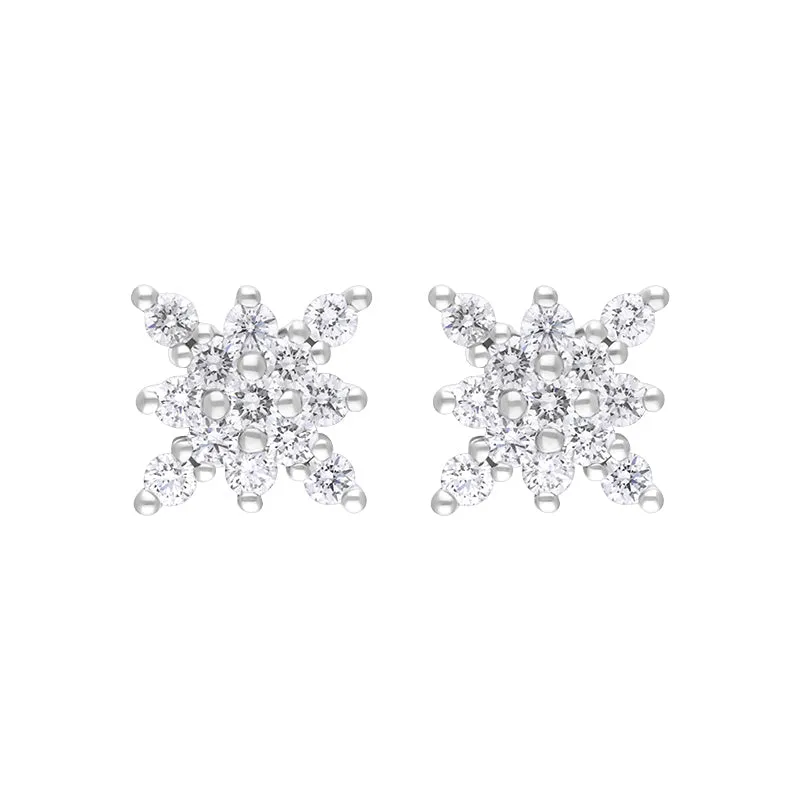18ct White Gold 0.68ct Diamond Star Cluster Earrings