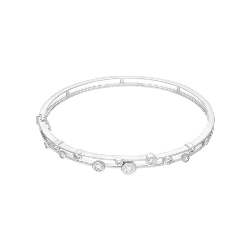 18ct White Gold 0.78ct Diamond Bubble Bangle