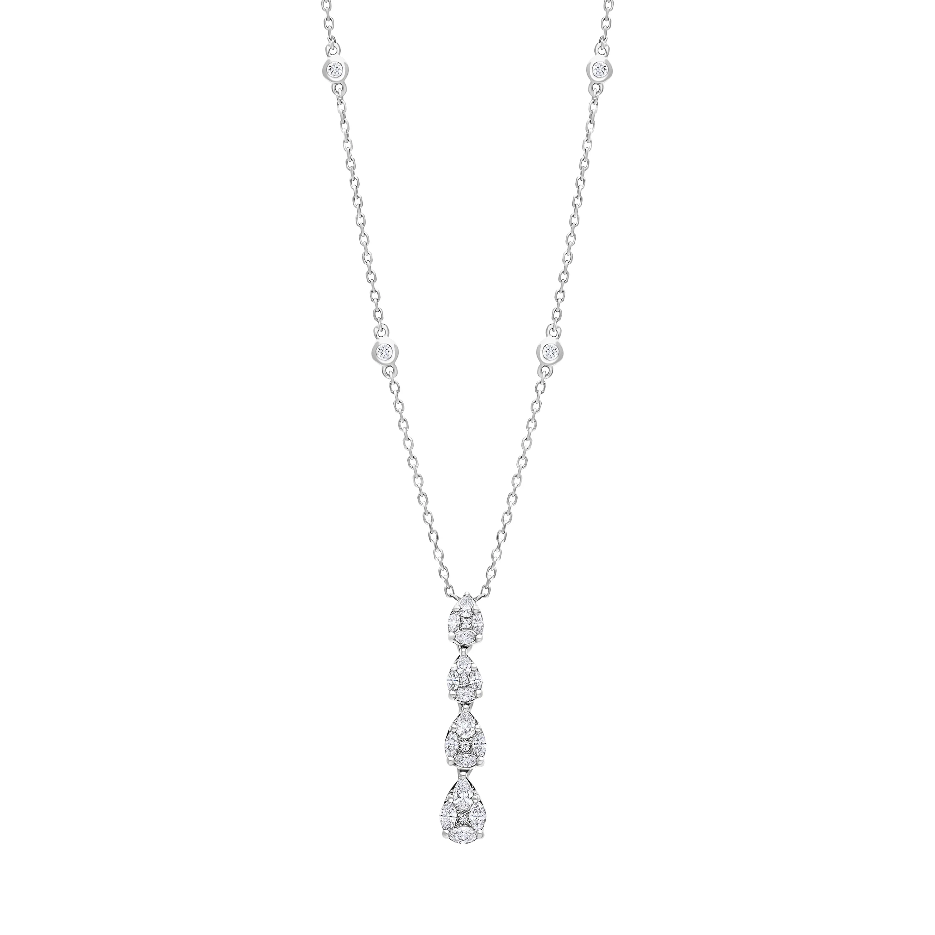 18ct White Gold 0.89ct Diamond Drop Necklace