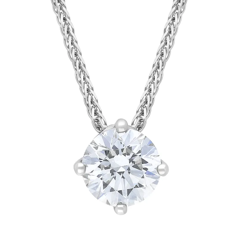 18ct White Gold 1.00ct Diamond Round Brilliant Cut Solitaire Slider Necklace