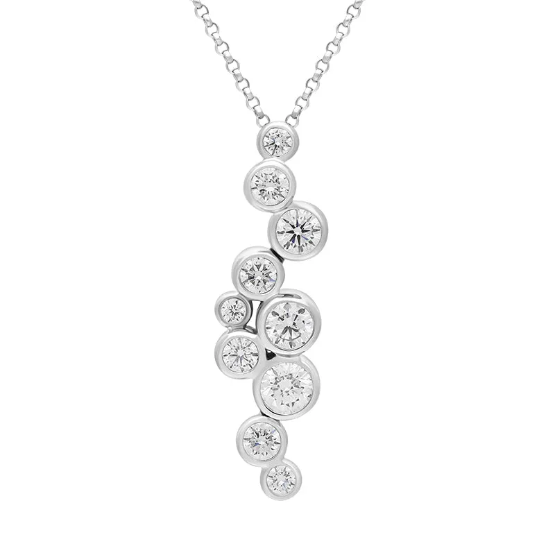 18ct White Gold 1.01ct Diamond Offset Cascading Pendant