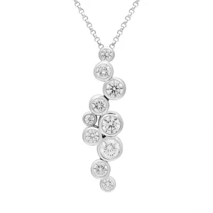 18ct White Gold 1.01ct Diamond Offset Cascading Pendant