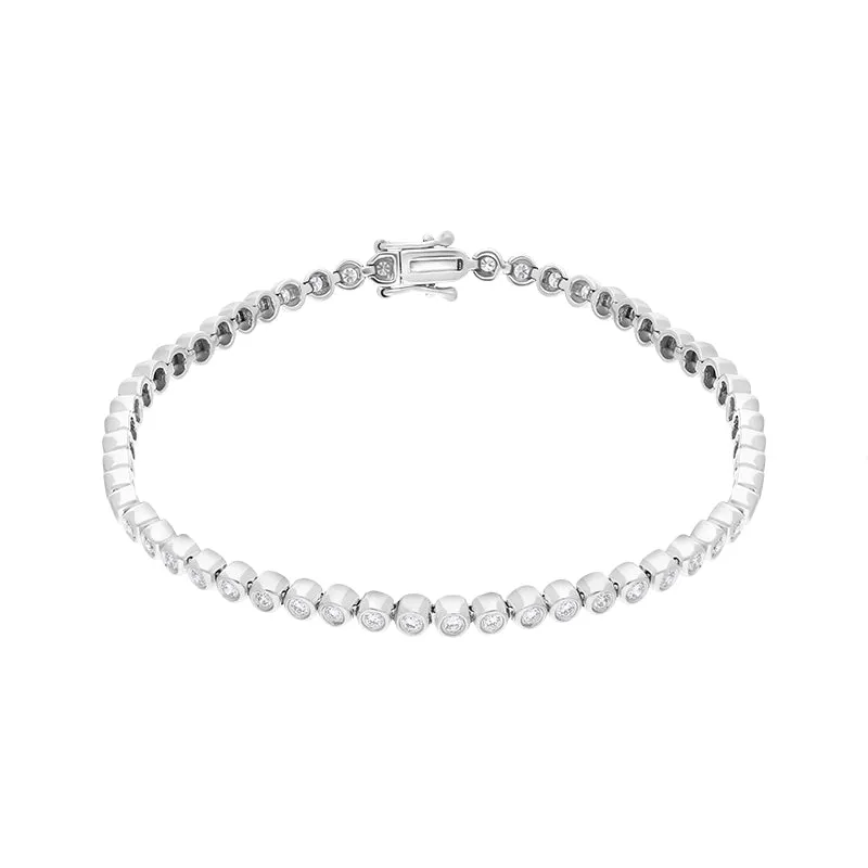 18ct White Gold 1.07ct Diamond Rubover Set Line Bracelet