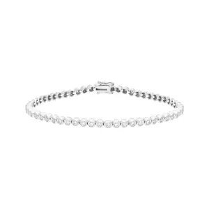 18ct White Gold 1.07ct Diamond Rubover Set Line Bracelet