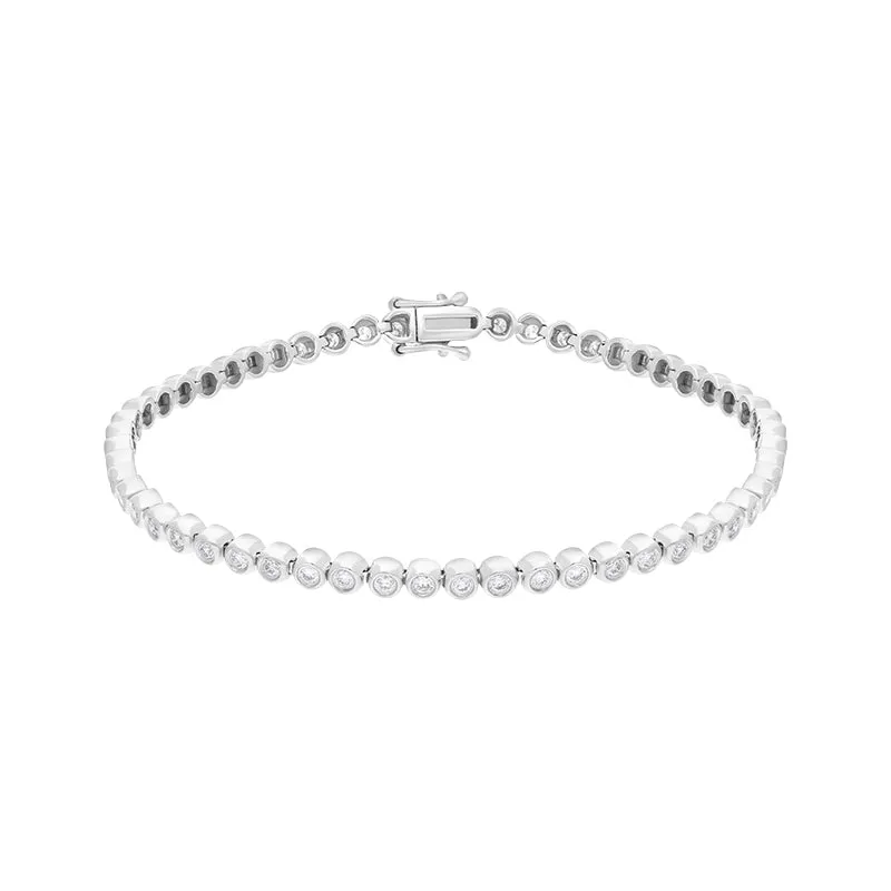 18ct White Gold 1.07ct Diamond Rubover Set Line Bracelet