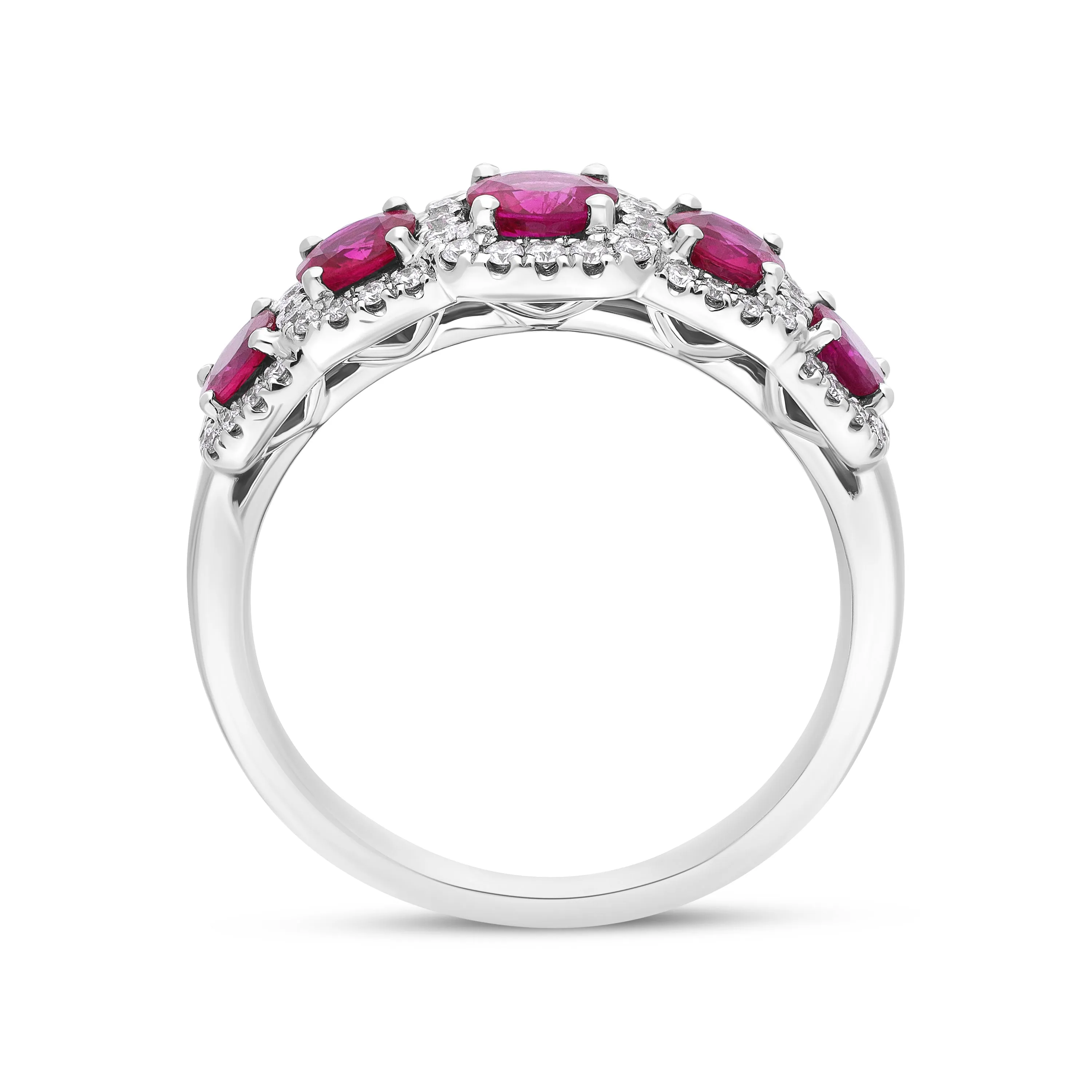 18ct White Gold 1.23ct Ruby 0.22ct Diamond Pave Cluster Ring