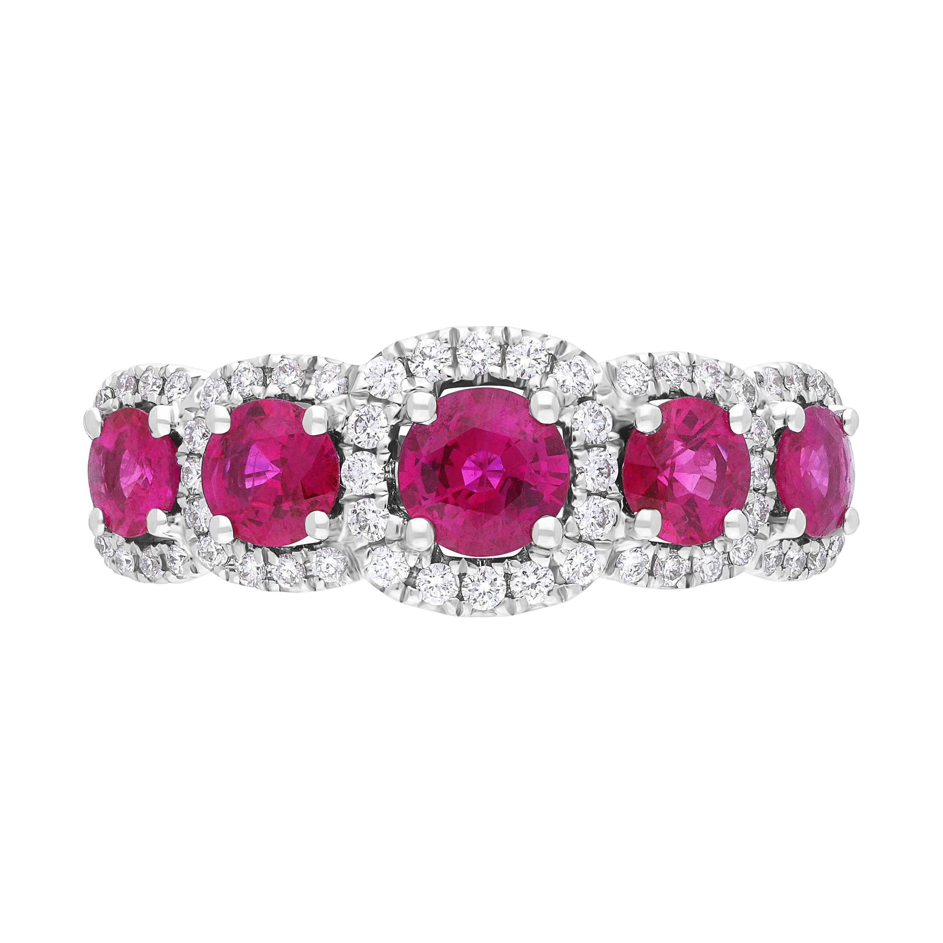 18ct White Gold 1.23ct Ruby 0.22ct Diamond Pave Cluster Ring