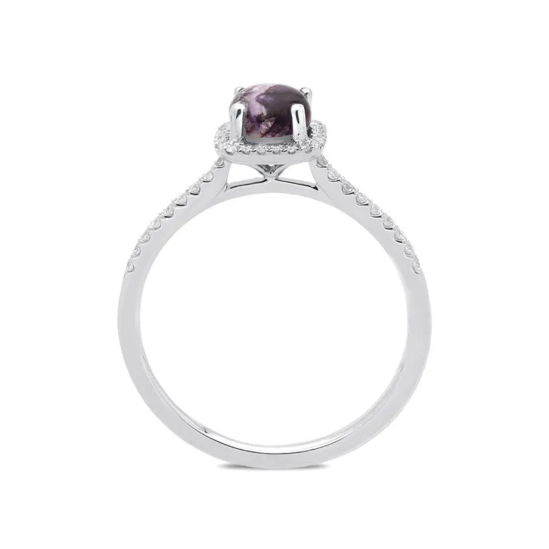 18ct White Gold Blue John 0.16ct Diamond Square Cluster Ring