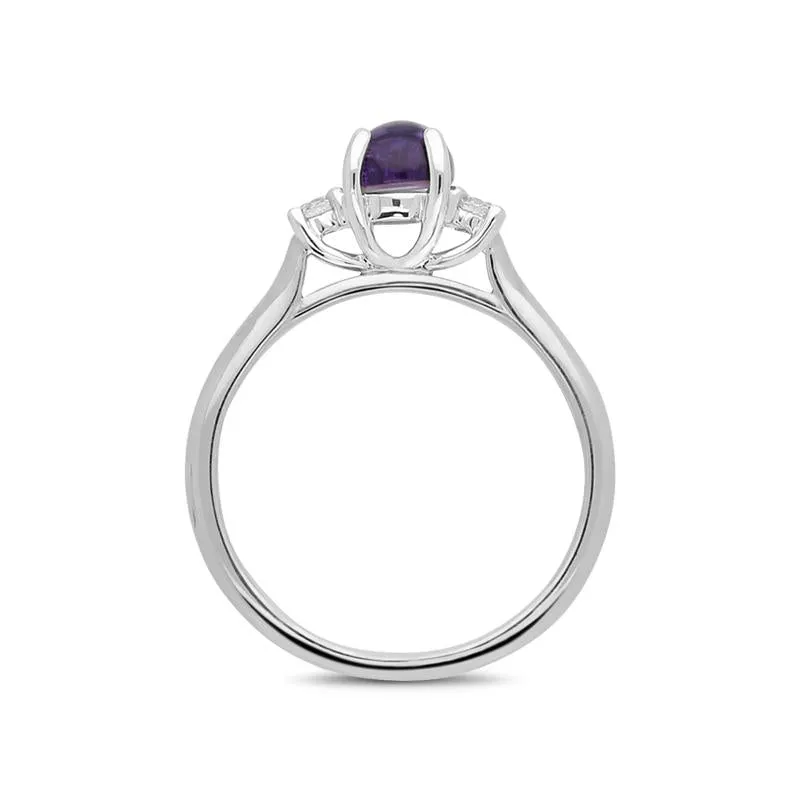 18ct White Gold Blue John Diamond Round Claw Set Ring