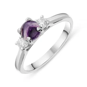 18ct White Gold Blue John Diamond Round Claw Set Ring