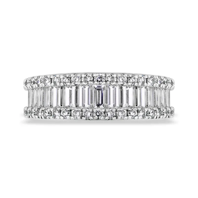 18ct White Gold Diamond Baguette Cut Half Eternity Ring