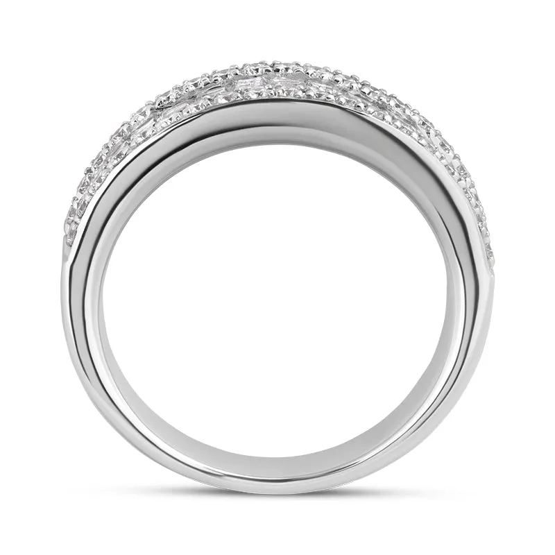 18ct White Gold Diamond Baguette Cut Half Eternity Ring