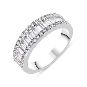 18ct White Gold Diamond Baguette Cut Half Eternity Ring