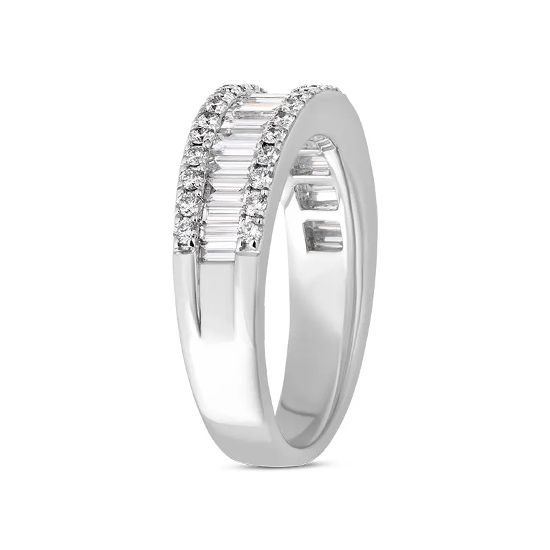 18ct White Gold Diamond Baguette Cut Half Eternity Ring