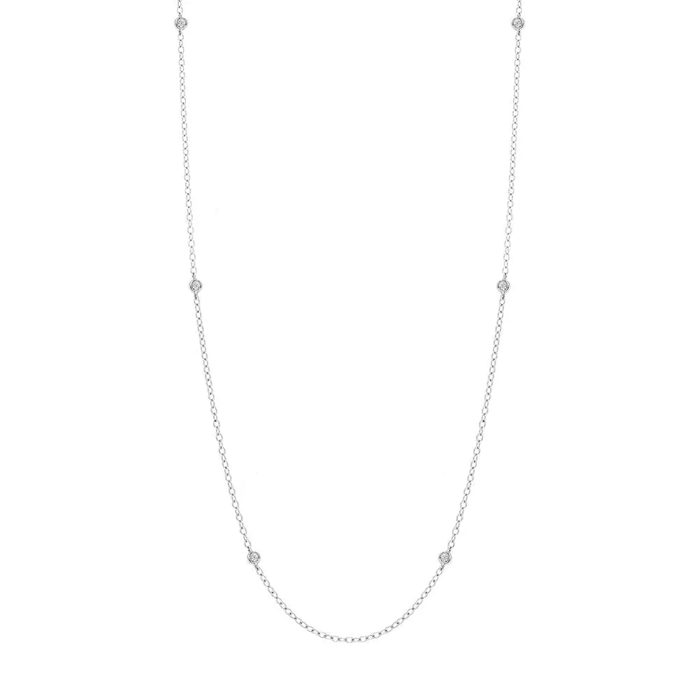 18ct White Gold Diamond Long Necklet