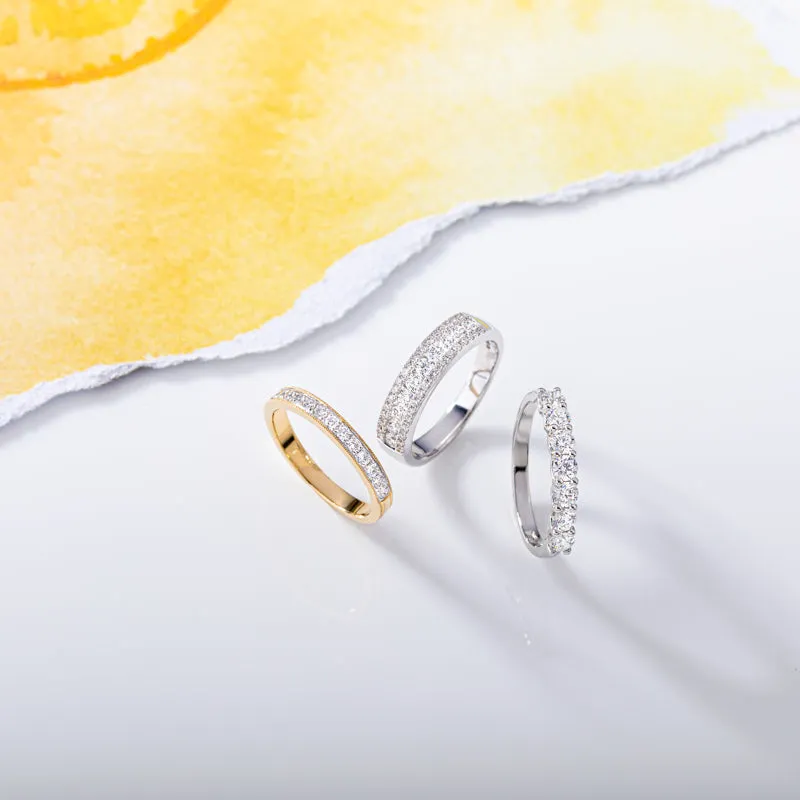 18ct White Gold Diamond Three Row Half Eternity Ring