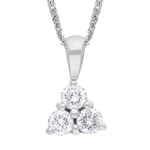 18ct White Gold Diamond Three Stone Pendant Necklace