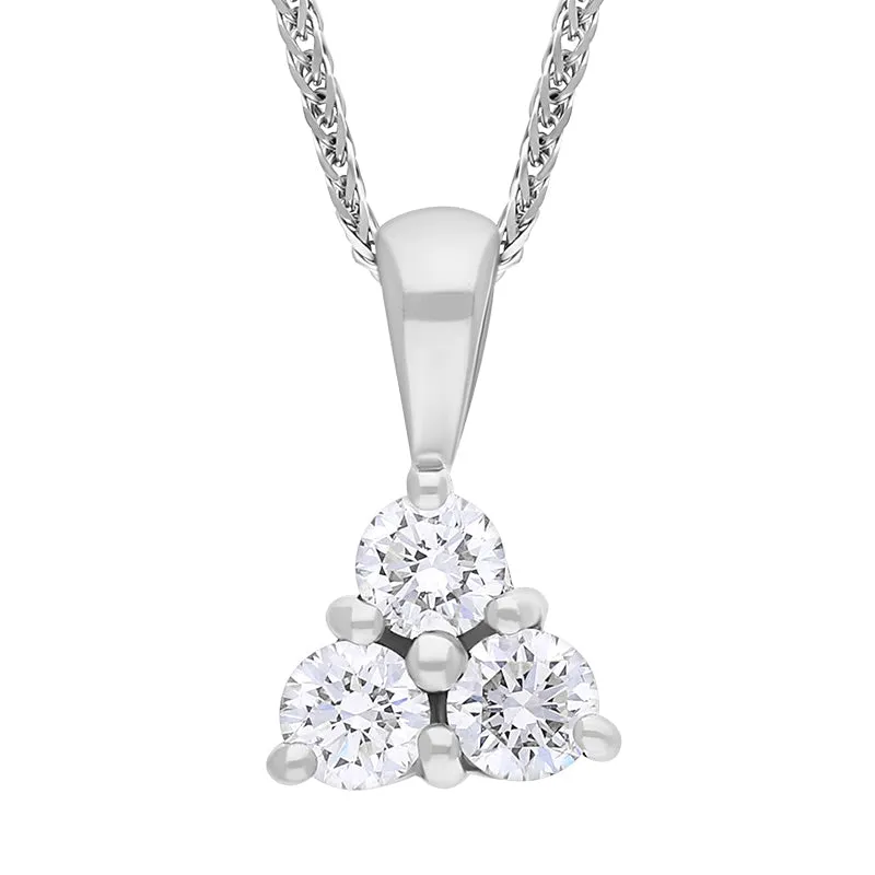 18ct White Gold Diamond Three Stone Pendant Necklace