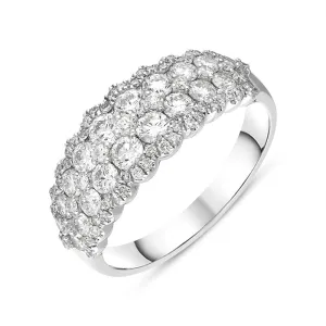 18ct White Gold Diamond Two Row Half Eternity Ring