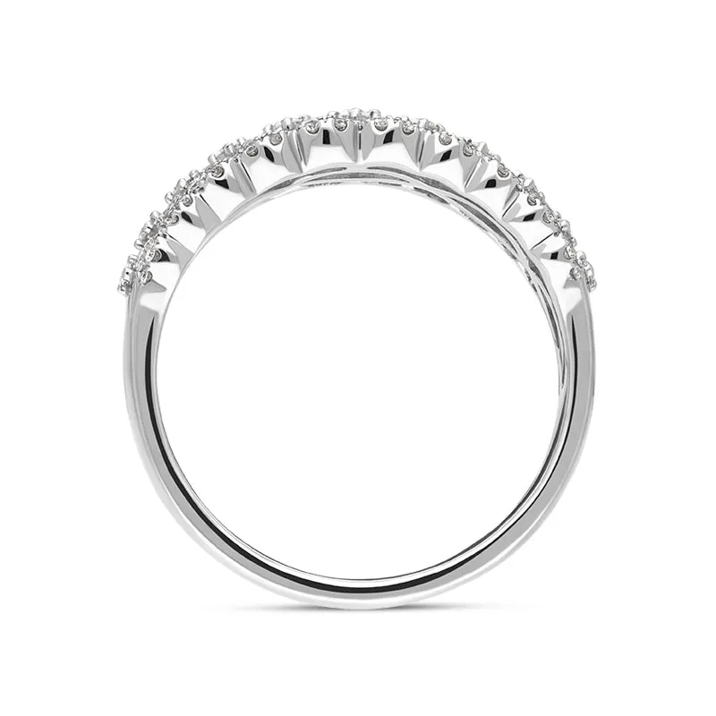 18ct White Gold Diamond Two Row Half Eternity Ring