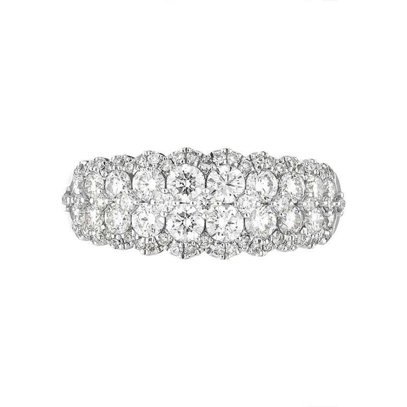 18ct White Gold Diamond Two Row Half Eternity Ring