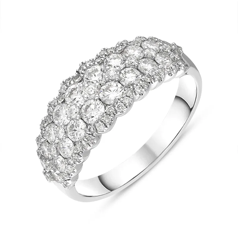 18ct White Gold Diamond Two Row Half Eternity Ring