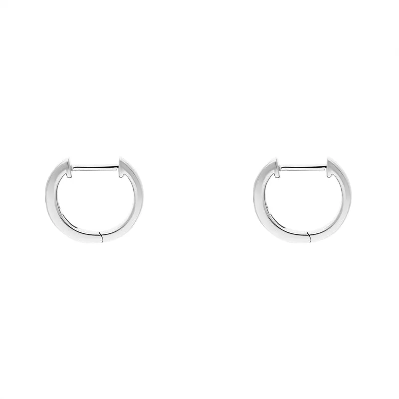 18ct White Gold Emerald Diamond Princess Cut Hoop Earrings