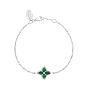 18ct White Gold Malachite Eden Marquise Flower Bracelet