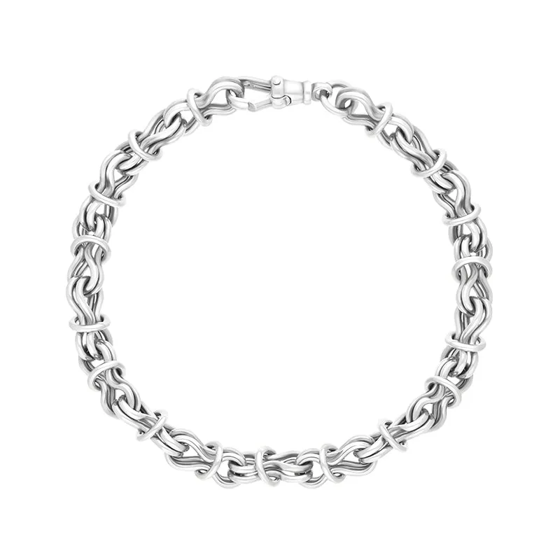 18ct White Gold Multi Link Handmade Bracelet