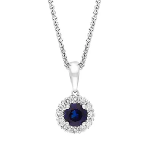 18ct White Gold Sapphire Diamond Cluster Necklace