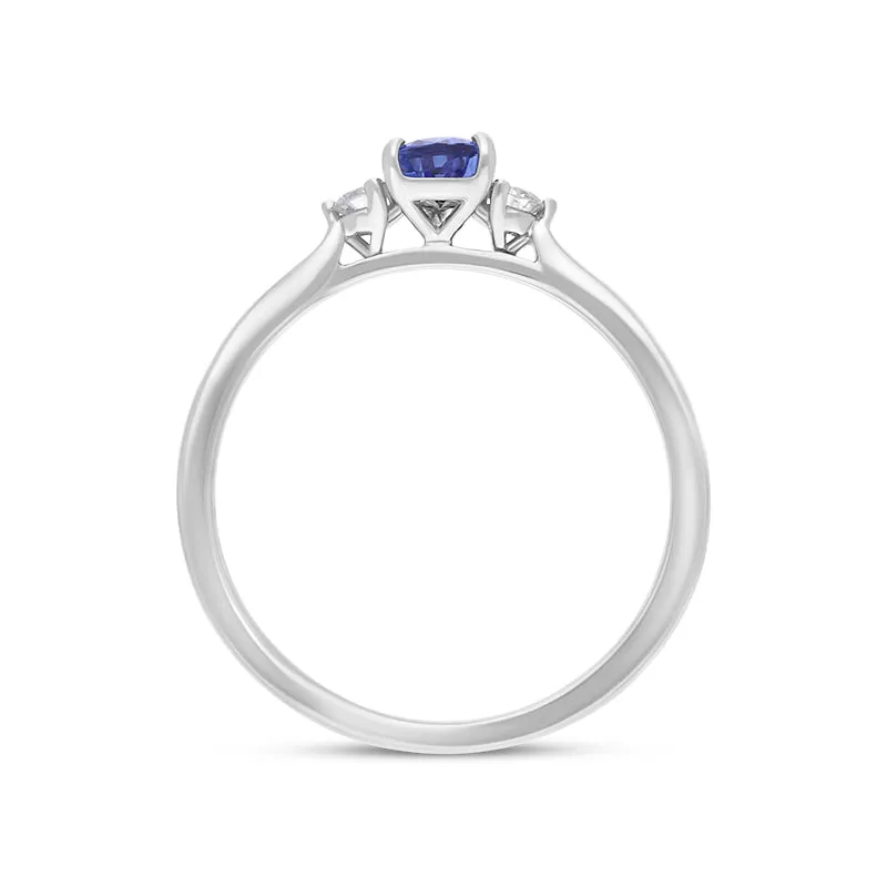 18ct White Gold Sapphire Diamond Pear Cut Three Stone Ring