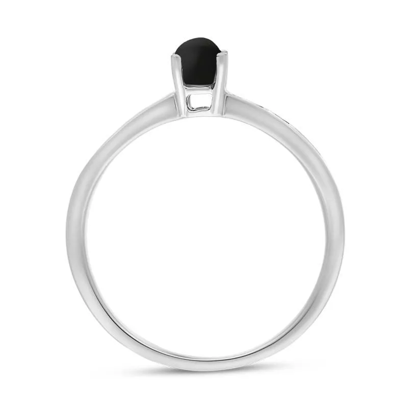 18ct White Gold Whitby Jet Diamond 0.31ct Round Claw Set Ring