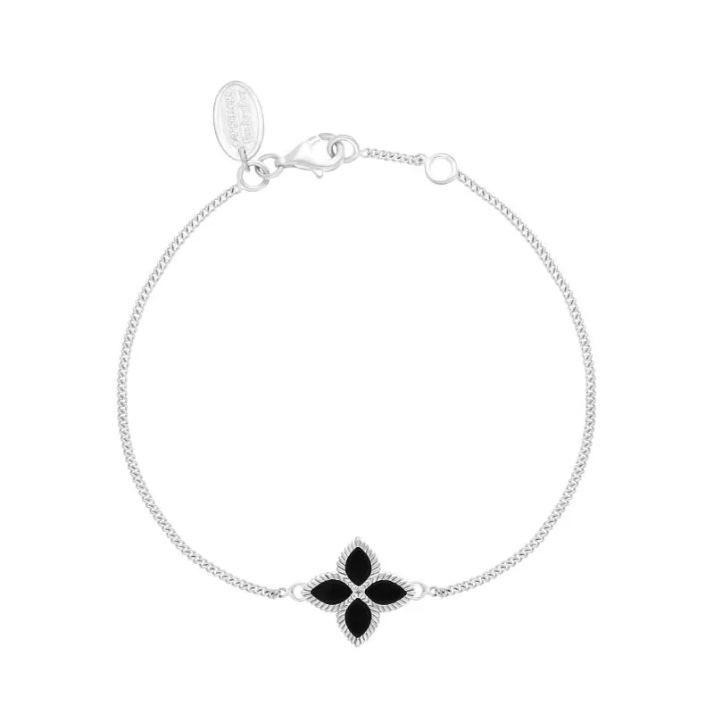 18ct White Gold Whitby Jet Eden Marquise Flower Bracelet
