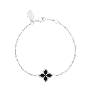 18ct White Gold Whitby Jet Eden Marquise Flower Bracelet