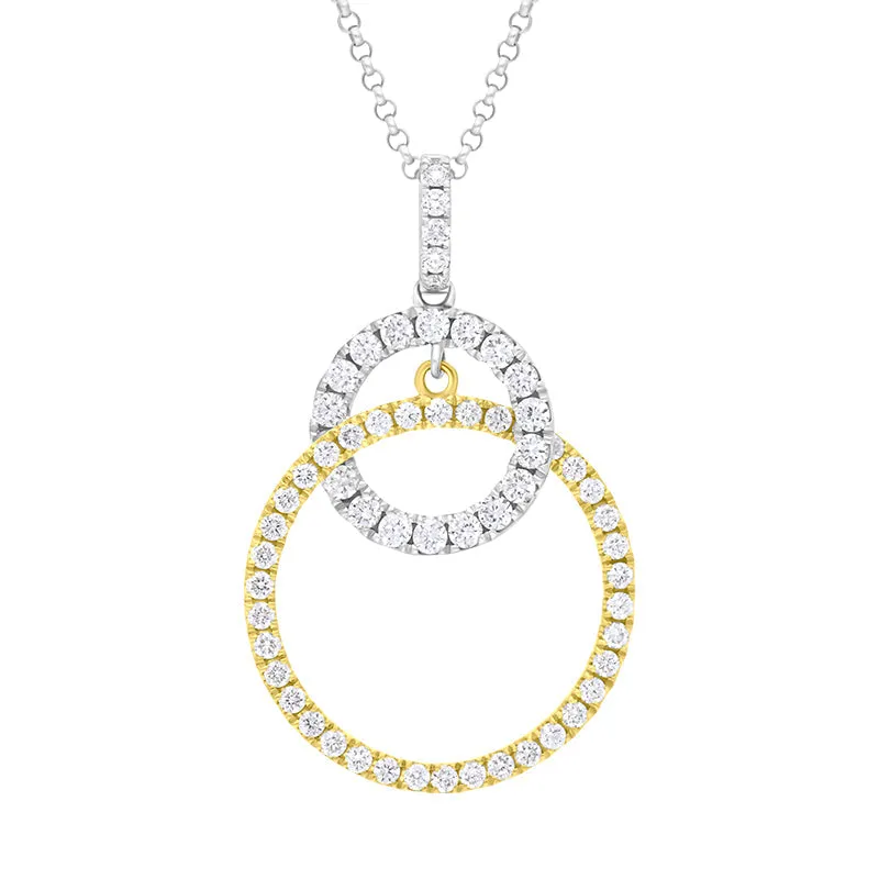 18ct White Yellow Gold 0.63ct Diamond Intertwined Circle Pendant