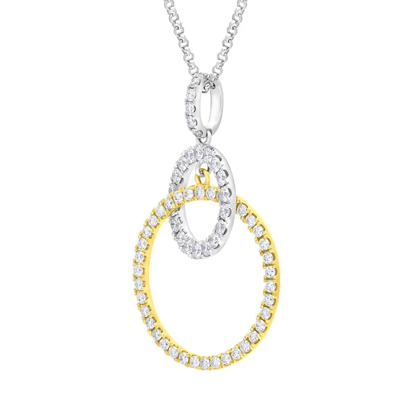 18ct White Yellow Gold 0.63ct Diamond Intertwined Circle Pendant