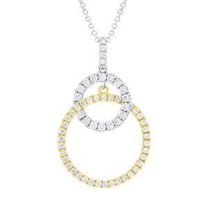 18ct White Yellow Gold 0.63ct Diamond Intertwined Circle Pendant
