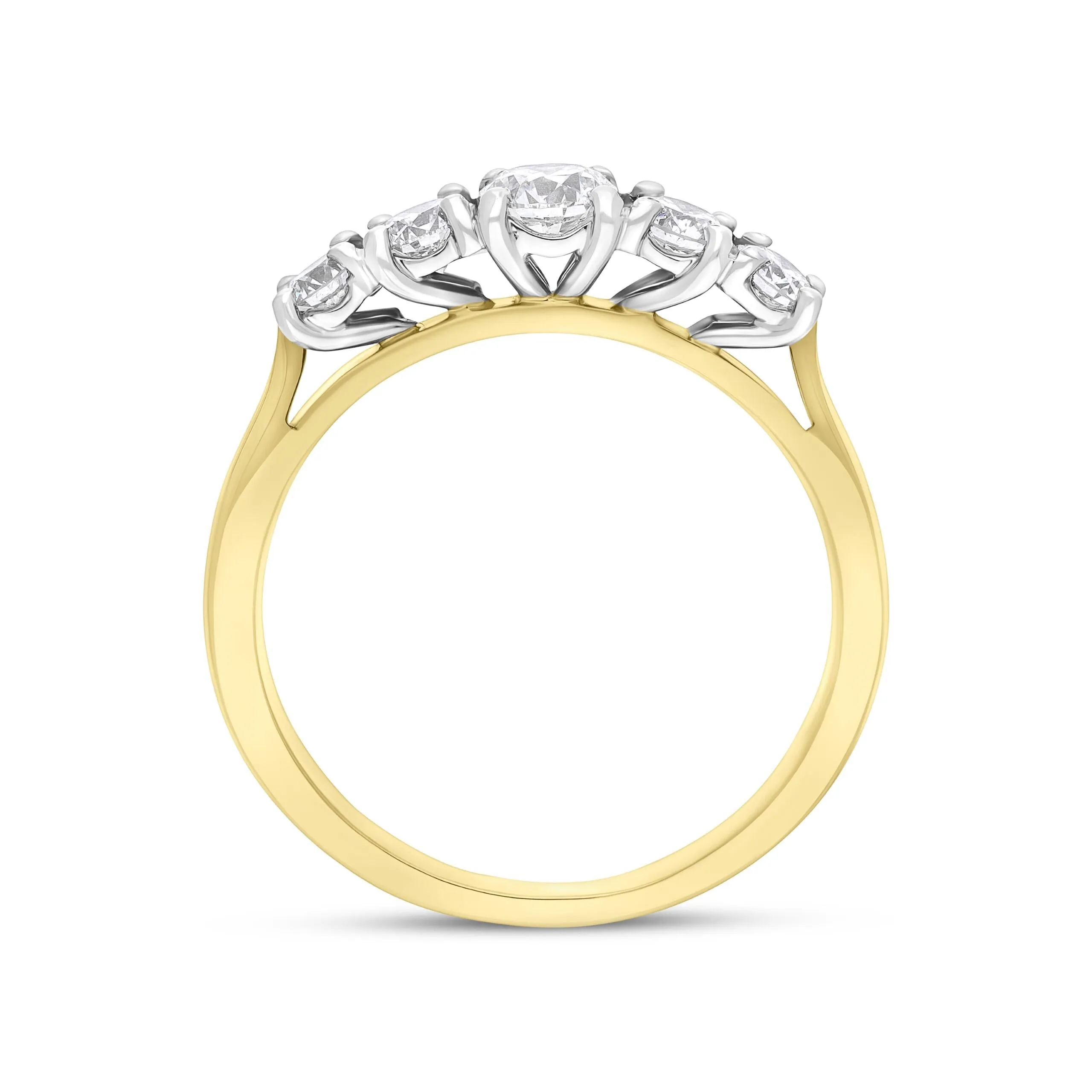 18ct Yellow and White Gold .28 Diamond .45 5 Stone Diamond Grad 4 Claw Ring W2