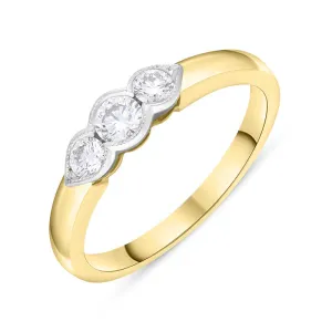18ct Yellow and White Gold Diamond Three Stone Ring