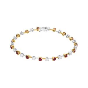 18ct Yellow and White Gold Ruby Diamond Tennis Bracelet