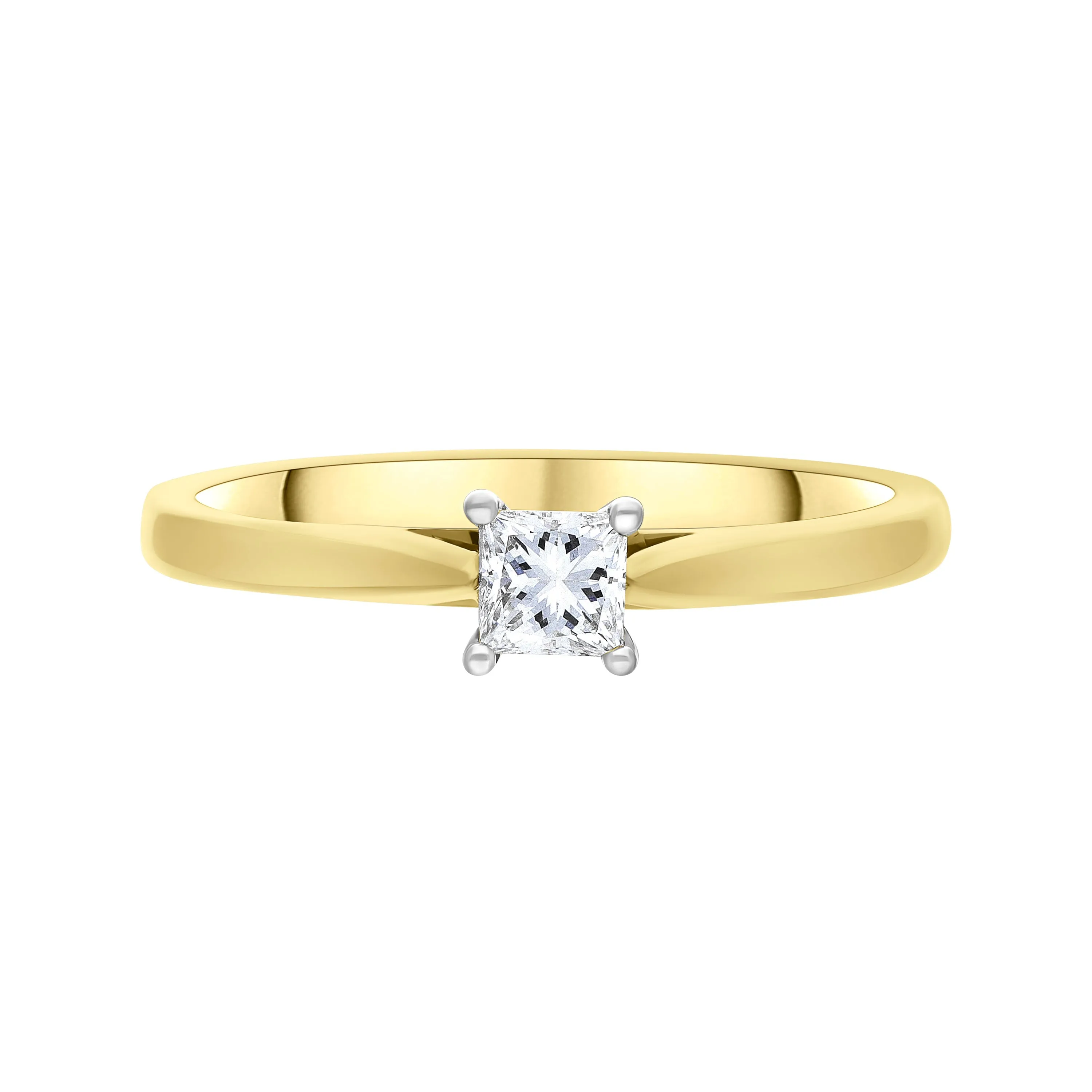 18ct Yellow Gold 0.24ct Diamond Princess Cut Solitaire Ring