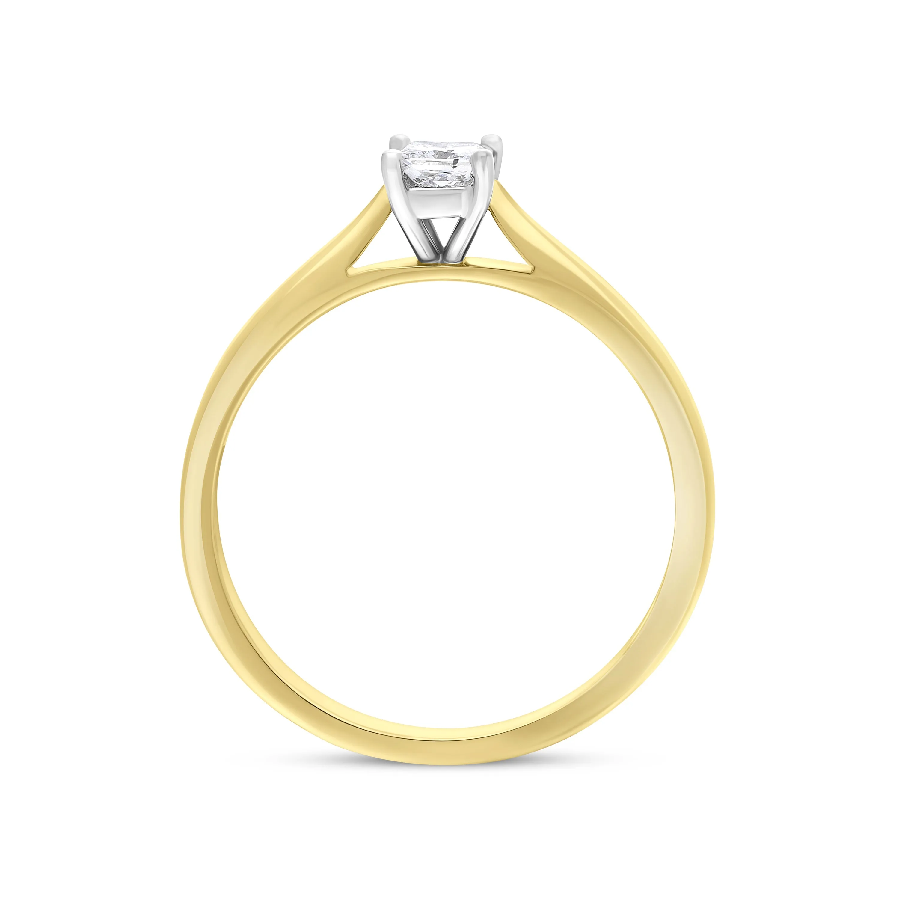 18ct Yellow Gold 0.24ct Diamond Princess Cut Solitaire Ring