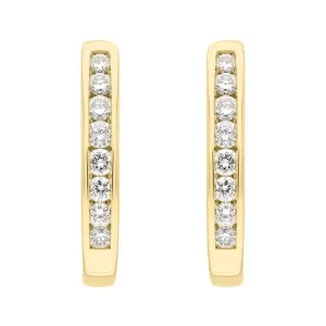 18ct Yellow Gold 0.30ct Diamond Channel Set Hoop Earrings