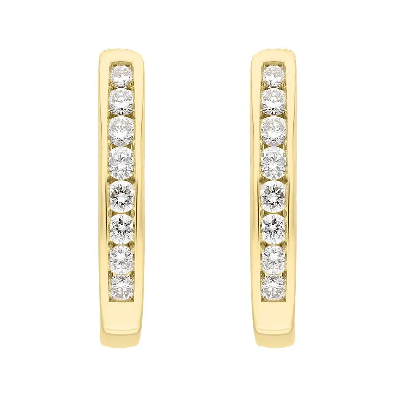 18ct Yellow Gold 0.30ct Diamond Channel Set Hoop Earrings