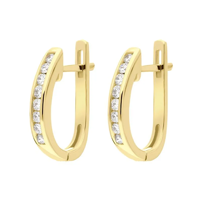 18ct Yellow Gold 0.30ct Diamond Channel Set Hoop Earrings