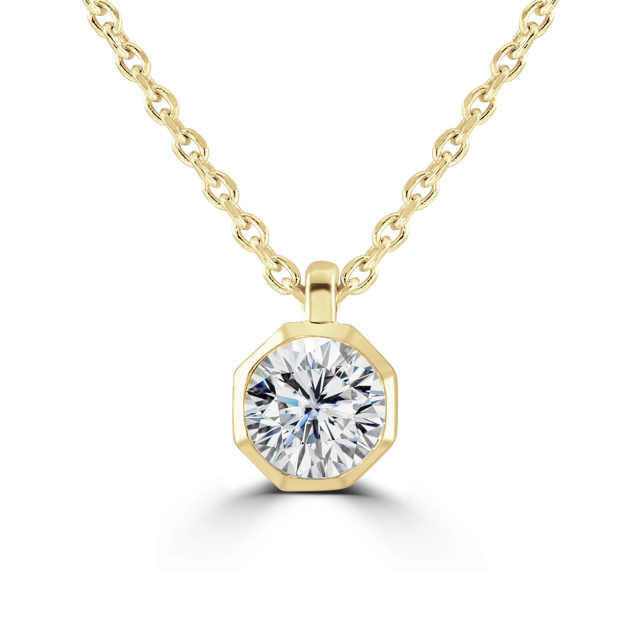 18ct Yellow Gold 0.40ct Diamond Solitaire Octagonal Necklace