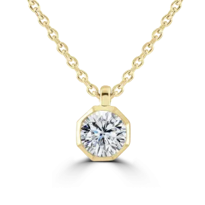 18ct Yellow Gold 0.40ct Diamond Solitaire Octagonal Necklace