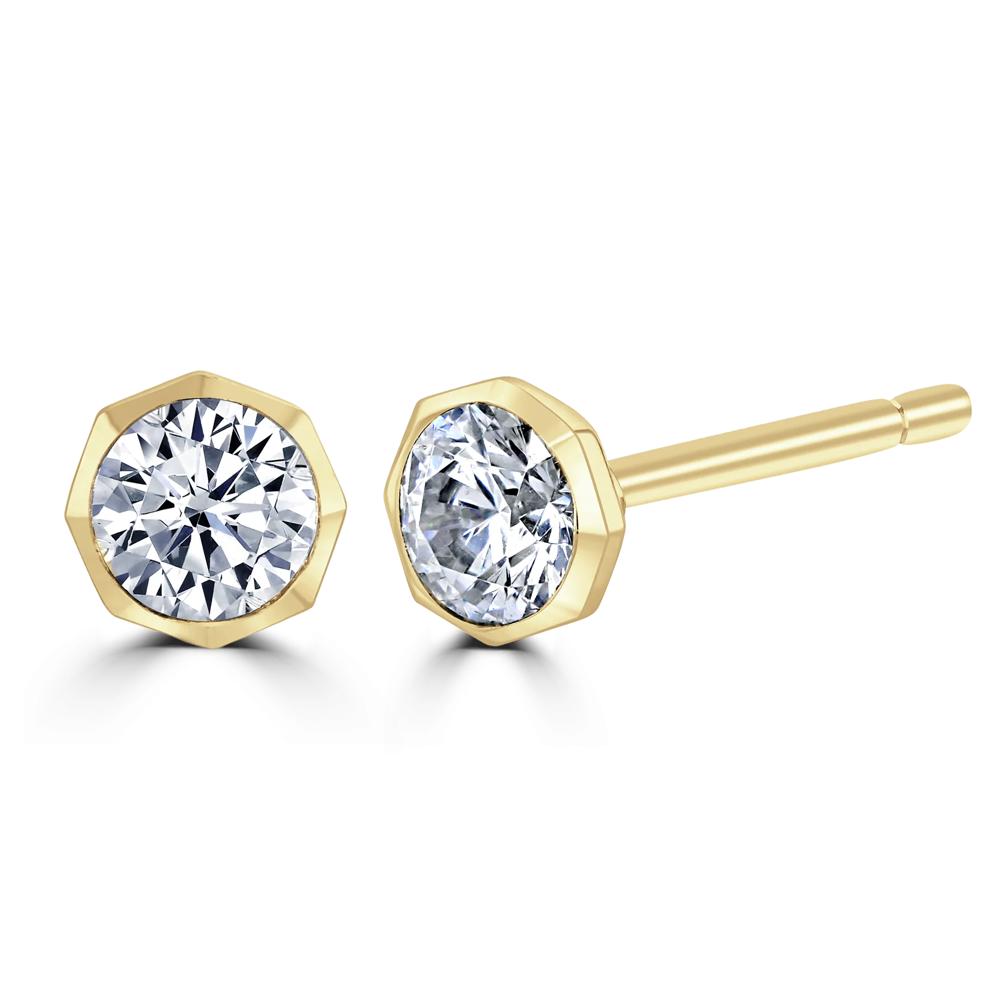 18ct Yellow Gold 0.40ct Diamond Solitaire Octagonal Stud Earrings